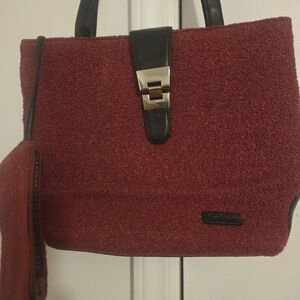 Chic Red Tote Bag with Black Accents